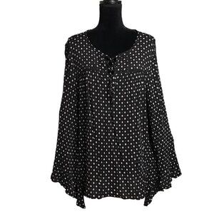 Caslon Long Sleeve Peasant Top in Black - Size XXL